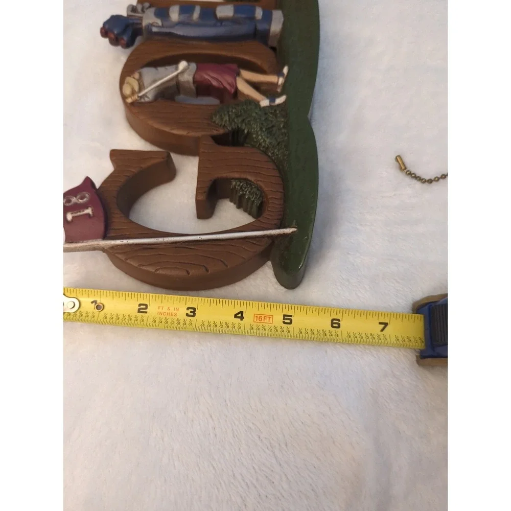 Vintage 1998 Home Interiors GOLF 18th Hole Wall Plaque & Golf Bag Fan Pull